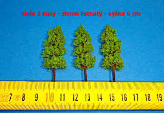 sada 3 kusy - strom listnatý - výška cca 6 cm