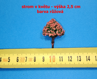 Strom v květu - výška cca 2,5 cm - růžový