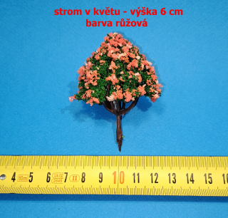 Strom v květu - výška cca 6 cm - růžový