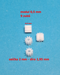 ozubené kolo modul 0,5 - 9 zubů