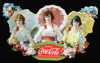 Coca Cola  - Dámy se slunečníky  40 x 30 cm 